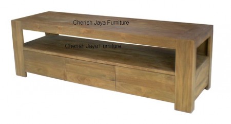 Code: SJEU 001 Name: Modern TV Stand 3 Drawers Size: W=150 x D=50 x H=50 cm  Wood: Solid Teakwood